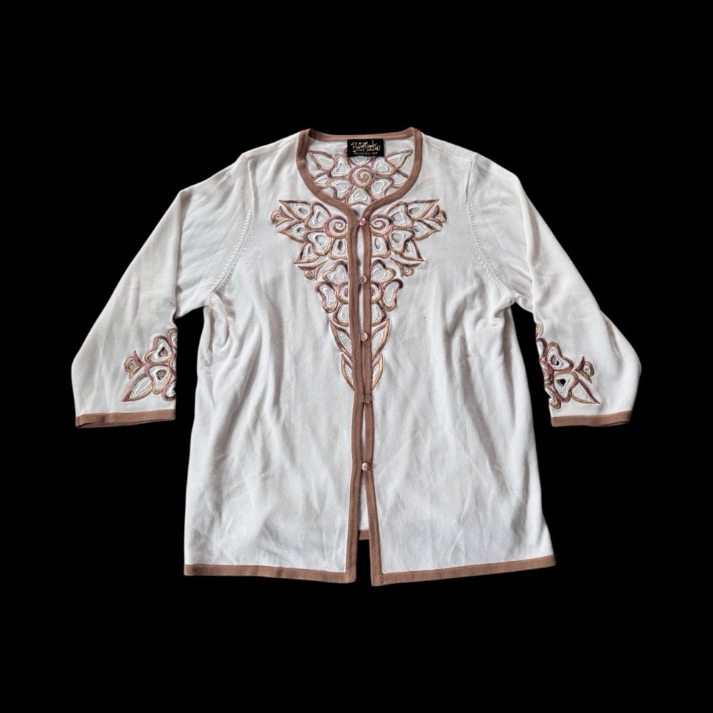 Bob mackie Wearable Art Women’s Cardigan Cream Color Size L/XL